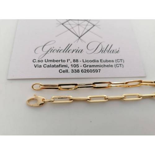 BRACCIALE Da Donna In ORO GIALLO 18 Karati 750%/1000 Maglia CATENA Larga Lucida - 2