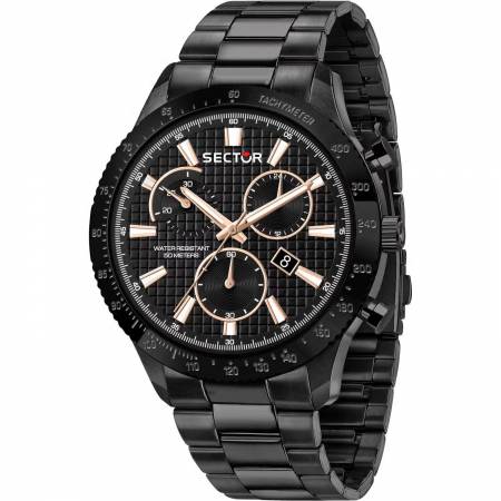 OROLOGIO SECTOR 270 Uomo Acciaio Nero CRONOGRAFO Datario Tachimetro R3273778001 - 1