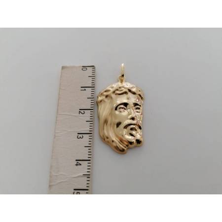 CIONDOLO Pendente MEDAGLIA VOLTO DI GESU' CRISTO ORO GIALLO 18 KARATI 750%/1000 - 3