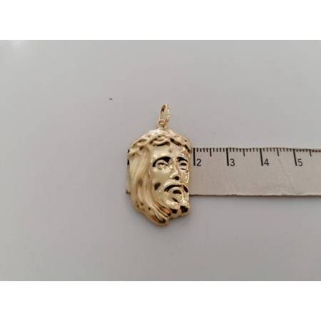 CIONDOLO Pendente MEDAGLIA VOLTO DI GESU' CRISTO ORO GIALLO 18 KARATI 750%/1000 - 4