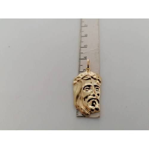 CIONDOLO Pendente MEDAGLIA VOLTO DI GESU' CRISTO ORO GIALLO 18 KARATI 750%/1000 - 5