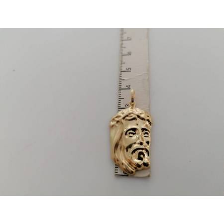 CIONDOLO Pendente MEDAGLIA VOLTO DI GESU' CRISTO ORO GIALLO 18 KARATI 750%/1000 - 5