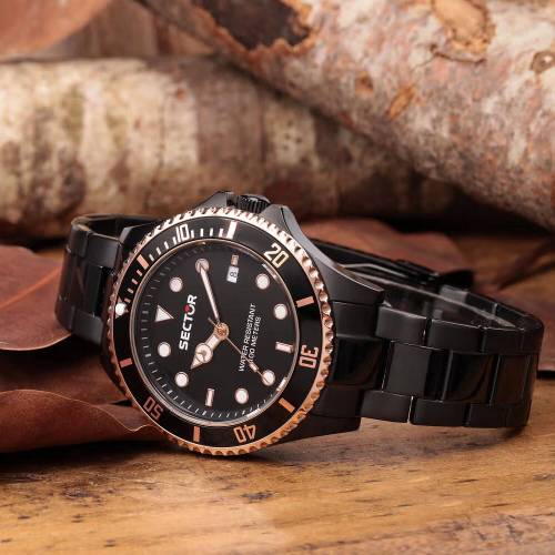 OROLOGIO SECTOR No Limits 230 Uomo Polso Acciaio Nero Oro Rosa Data R3253161039 - 6