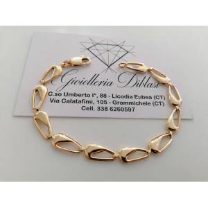 BRACCIALE Donna In ORO GIALLO 18 Karati 750% Modello Maglia CATENA Goccia Italia - 1