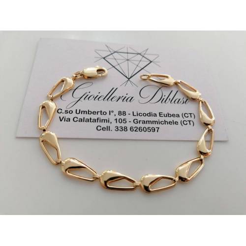 BRACCIALE Donna In ORO GIALLO 18 Karati 750% Modello Maglia CATENA Goccia Italia - 1