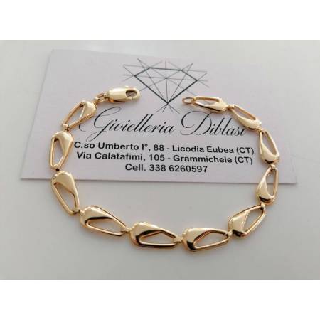 BRACCIALE Donna In ORO GIALLO 18 Karati 750% Modello Maglia CATENA Goccia Italia - 1