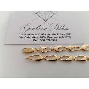 BRACCIALE Donna In ORO GIALLO 18 Karati 750% Modello Maglia CATENA Goccia Italia - 1 2