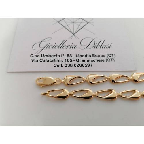 BRACCIALE Donna In ORO GIALLO 18 Karati 750% Modello Maglia CATENA Goccia Italia - 2