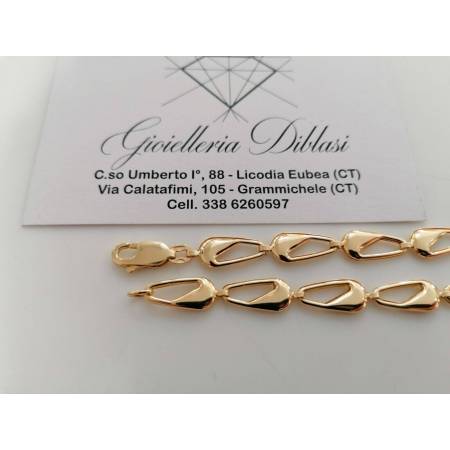 BRACCIALE Donna In ORO GIALLO 18 Karati 750% Modello Maglia CATENA Goccia Italia - 2