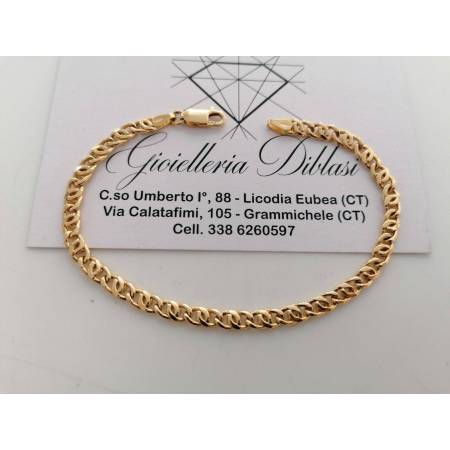 BRACCIALE Uomo Donna Unisex ORO GIALLO 18 Karati 750%/1000 Maglia CATENA Piatta - 1