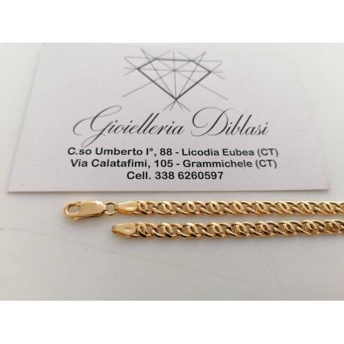 BRACCIALE Uomo Donna Unisex ORO GIALLO 18 Karati 750%/1000 Maglia CATENA Piatta - 2