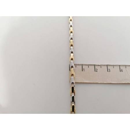 BRACCIALE Oro 18 Karati 750% Uomo Donna Unisex ORO GIALLO BIANCO Maglia Bicolore - 3