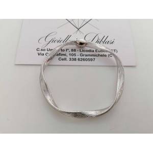 BRACCIALE Donna ORO BIANCO 18 Karati 750% MAGLIA ELASTICA Manifattura Italiana - 1