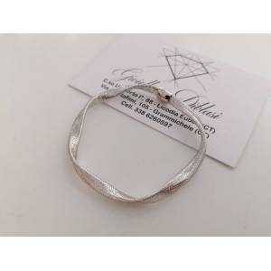 BRACCIALE Donna ORO BIANCO 18 Karati 750% MAGLIA ELASTICA Manifattura Italiana - 1 2