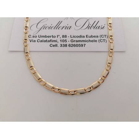 COLLANA In ORO Bicolore GIALLO E BIANCO 18 Karati 750% Uomo Donna CATENA Collier - 1