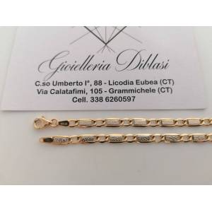 COLLANA In ORO Bicolore GIALLO E BIANCO 18 Karati 750% Uomo Donna CATENA Collier - 1 2