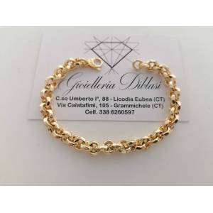BRACCIALE Donna In ORO GIALLO 18 Karati 750%/1000 Maglia CATENA Rolò Sfaccettata - 1
