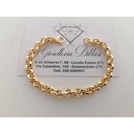 BRACCIALE Donna In ORO GIALLO 18 Karati 750%/1000 Maglia CATENA Rolò Sfaccettata - 1