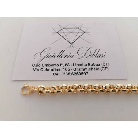 BRACCIALE Donna In ORO GIALLO 18 Karati 750%/1000 Maglia CATENA Rolò Sfaccettata - 2