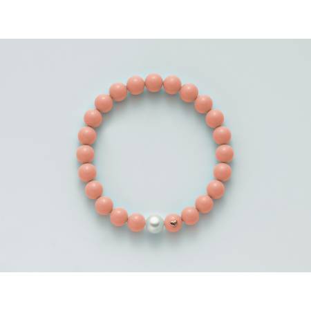 BRACCIALE DI PERLE MILUNA PASTA DI CORALLO ROSA ORO 750% TERRA E MARE PBR2085