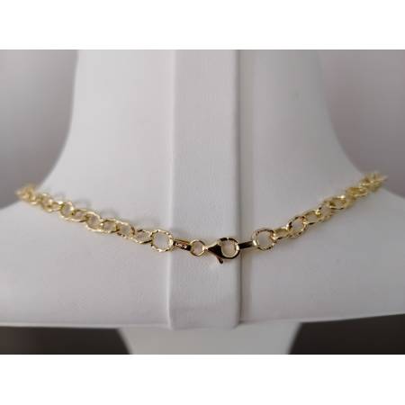COLLANA ORO 18 KT 750% Bicolore GIALLO BIANCO Donna COLLIER CATENA Maglia Ovali