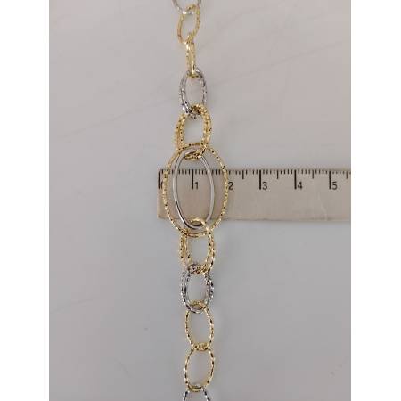 COLLANA ORO 18 KT 750% Bicolore GIALLO BIANCO Donna COLLIER CATENA Maglia Ovali