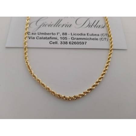 COLLANA ORO GIALLO 18 Karati 750% Modello CORDA LASER FUNE Uomo Donna Unisex
