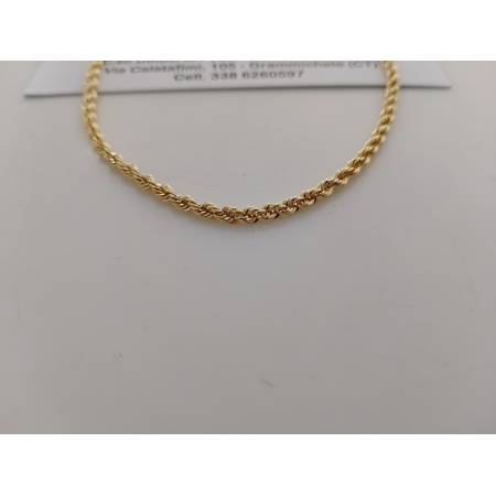 COLLANA ORO GIALLO 18 Karati 750% Modello CORDA LASER FUNE Uomo Donna Unisex