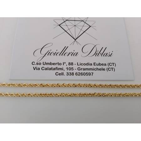 COLLANA ORO GIALLO 18 Karati 750% Modello CORDA LASER FUNE Uomo Donna Unisex