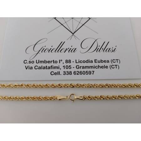 COLLANA ORO GIALLO 18 Karati 750% Modello CORDA LASER FUNE Uomo Donna Unisex