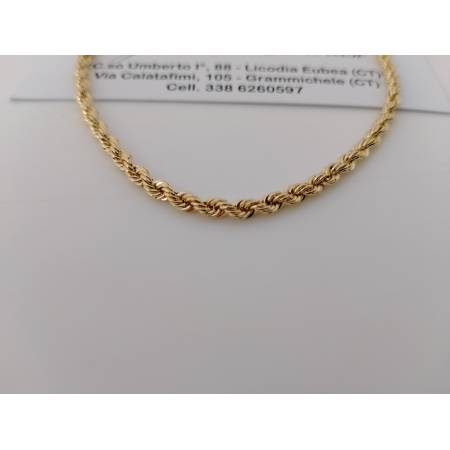 COLLANA ORO GIALLO 18 Kt 750% Modello CORDA LASER FUNE Collier Uomo Donna Unisex
