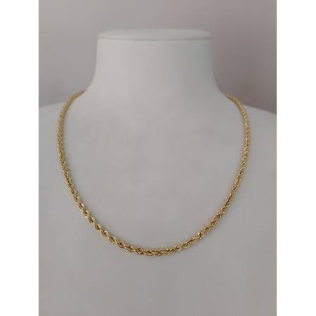 COLLANA ORO GIALLO 18 Kt 750% Modello CORDA LASER FUNE Collier Uomo Donna Unisex