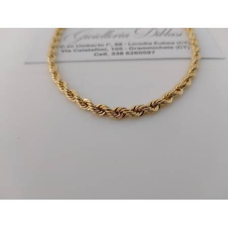 COLLANA ORO GIALLO 18 Kt 750% Modello CORDA LASER FUNE Collier Uomo Donna Unisex
