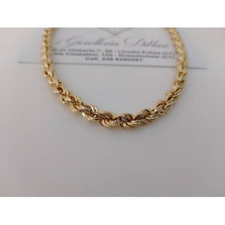 COLLANA ORO GIALLO 18 Kt 750% Modello CORDA LASER FUNE Treccia Uomo Donna Unisex