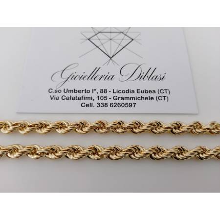 COLLANA ORO GIALLO 18 Kt 750% Modello CORDA LASER FUNE Treccia Uomo Donna Unisex