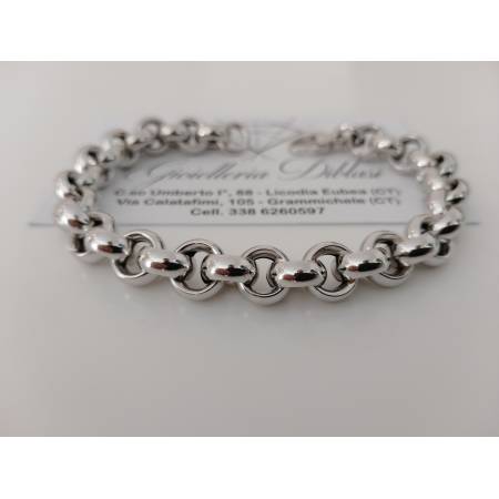 BRACCIALE Donna ORO BIANCO 18 Karati 750%/1000 Maglia CATENA Rolò Lucida Liscia