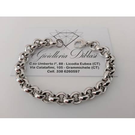 BRACCIALE Donna ORO BIANCO 18 Karati 750%/1000 Maglia CATENA Rolò Lucida Liscia