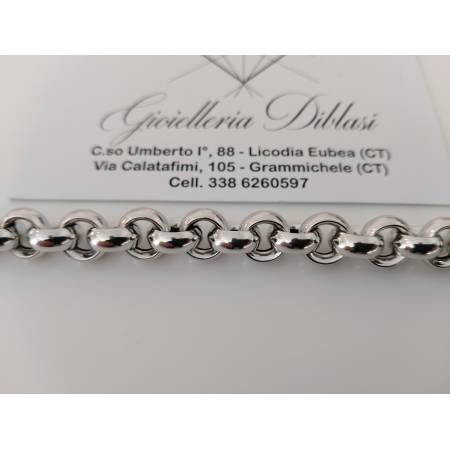 BRACCIALE Donna ORO BIANCO 18 Karati 750%/1000 Maglia CATENA Rolò Lucida Liscia