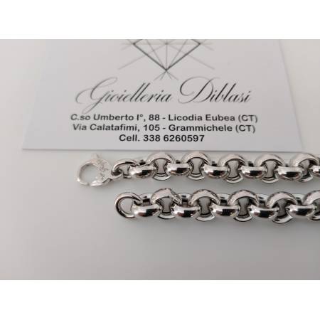 BRACCIALE Donna ORO BIANCO 18 Karati 750%/1000 Maglia CATENA Rolò Lucida Liscia