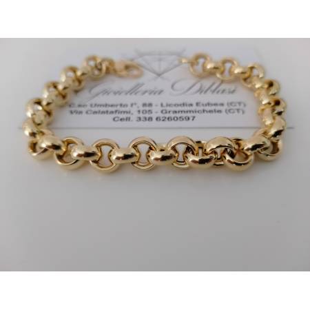 BRACCIALE Donna ORO GIALLO 18 Karati 750%/1000 Maglia CATENA Rolò Lucida Liscia