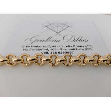 BRACCIALE Donna ORO GIALLO 18 Karati 750%/1000 Maglia CATENA Rolò Lucida Liscia