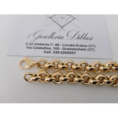 BRACCIALE Donna ORO GIALLO 18 Karati 750%/1000 Maglia CATENA Rolò Lucida Liscia