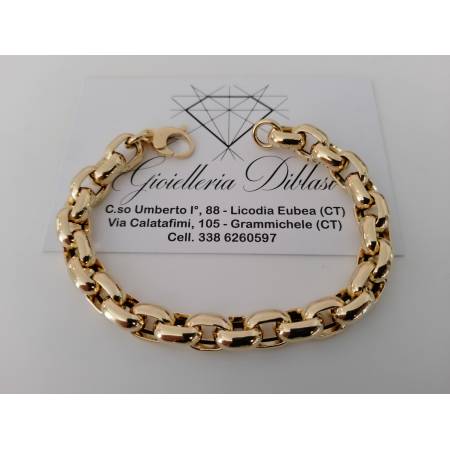 BRACCIALE Donna ORO GIALLO 18 Karati 750%/1000 Maglia CATENA Larga Lucida Italia