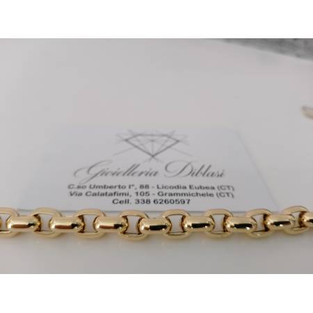 BRACCIALE Donna ORO GIALLO 18 Karati 750%/1000 Maglia CATENA Larga Lucida Italia