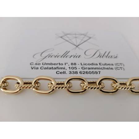 BRACCIALE Donna ORO GIALLO 18 Karati 750%/1000 CATENA Alternata Lucida Lavorata