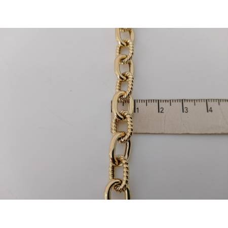 BRACCIALE Donna ORO GIALLO 18 Karati 750%/1000 CATENA Alternata Lucida Lavorata
