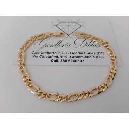 BRACCIALE Uomo Donna Unisex In ORO GIALLO 18 Kt 750% Maglia Catena Made In Italy