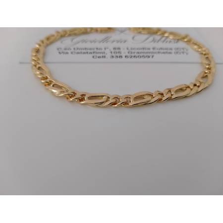 BRACCIALE Uomo Donna Unisex In ORO GIALLO 18 Kt 750% Maglia Catena Made In Italy