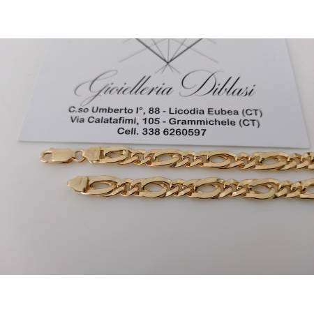 BRACCIALE Uomo Donna Unisex In ORO GIALLO 18 Kt 750% Maglia Catena Made In Italy