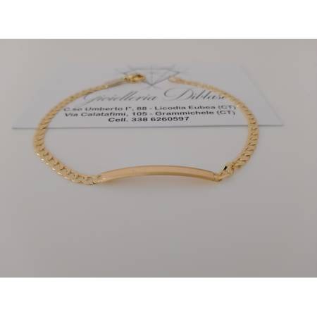 BRACCIALE Uomo Donna ORO GIALLO 18 Karati 750% Grumetta Con Targhetta Piastrina